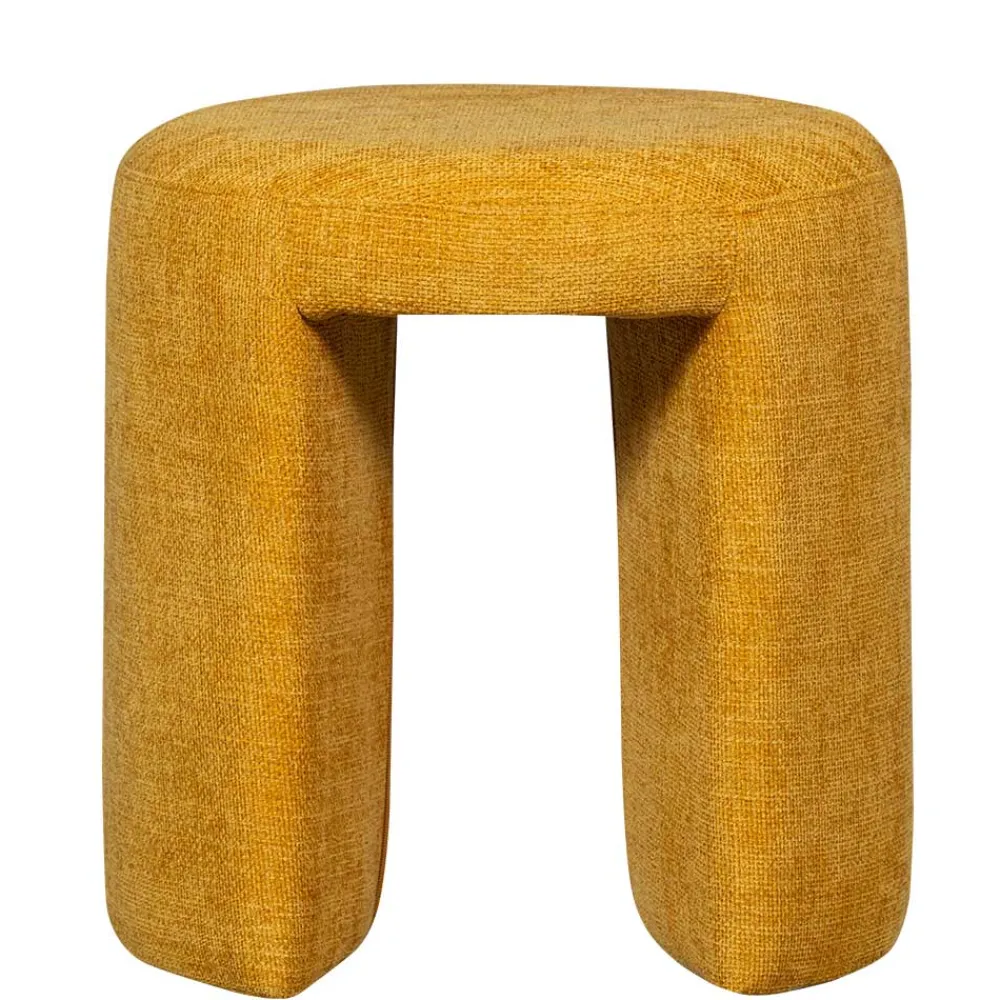 Wohnen Runder Sitzhocker in Gelb Chenillebezug - Lourettes (2er Set)