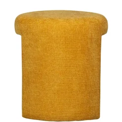 Wohnen Runder Sitzhocker in Gelb Chenillebezug - Lourettes (2er Set)
