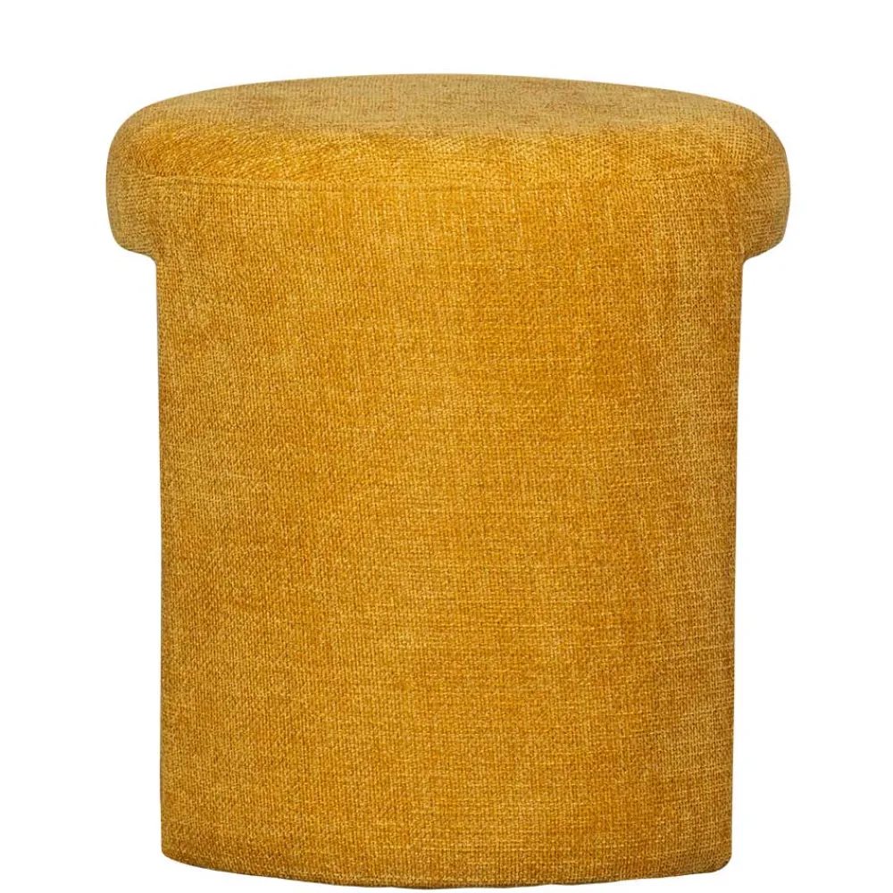 Wohnen Runder Sitzhocker in Gelb Chenillebezug - Lourettes (2er Set)