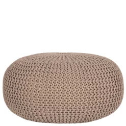 Wohnen Hocker*Runder Sitzpouf aus Strickstoff in Beige - Zardar