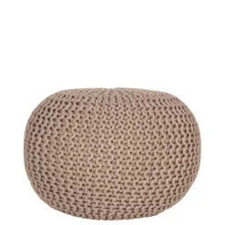 Wohnen Hocker*Runder Sitzpouf aus Strickstoff in Beige - Zardar