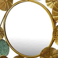 Wohnen Runder Spiegel in Altgold und Grün - Biljana