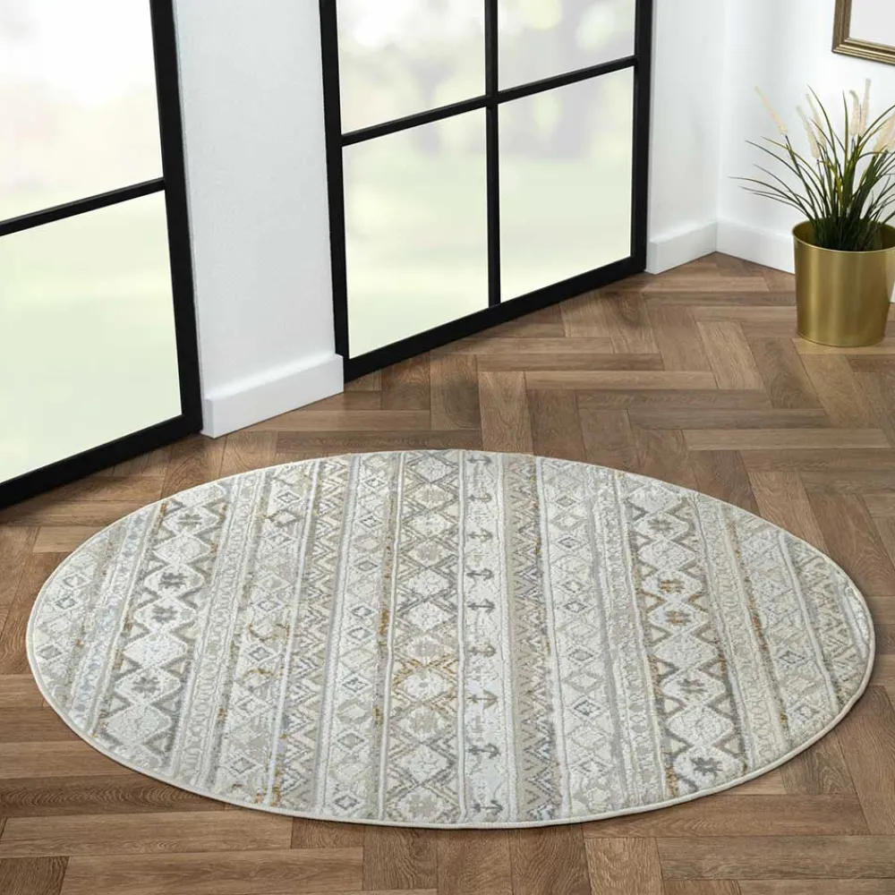 Wohnen Runder Teppich im Ethno Design - Accaro