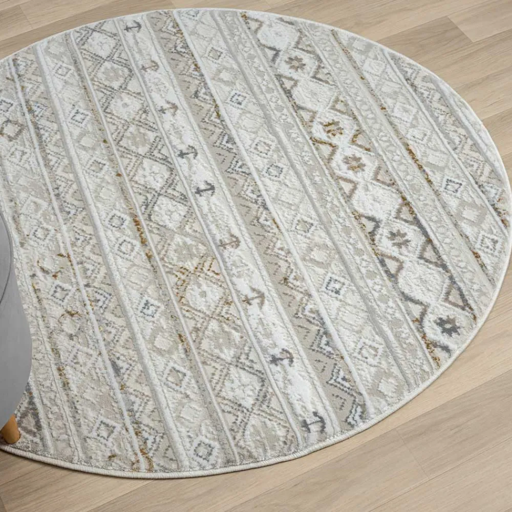 Wohnen Runder Teppich im Ethno Design - Accaro
