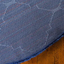 Wohnen Runder Teppich in Dunkelblau & Creme Hochflor - Vimanco