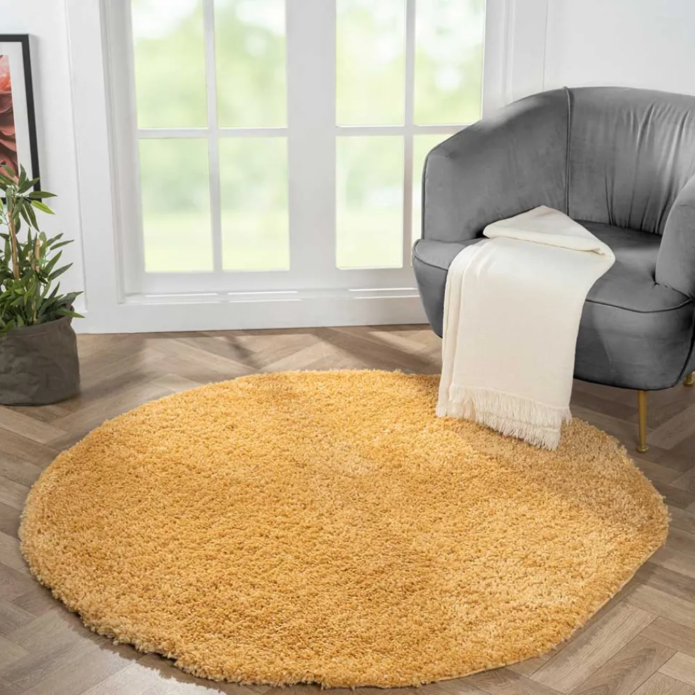 Wohnen Runder Teppich in Gold Gelb - Lidoria