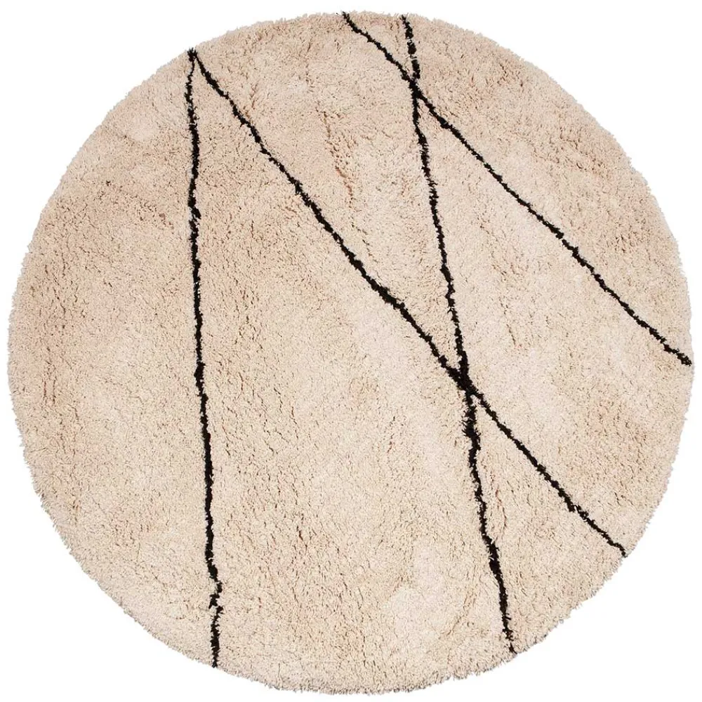 Wohnen Teppiche*Runder Teppich in Offwhite und Schwarz - Simi