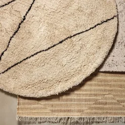 Wohnen Teppiche*Runder Teppich in Offwhite und Schwarz - Simi
