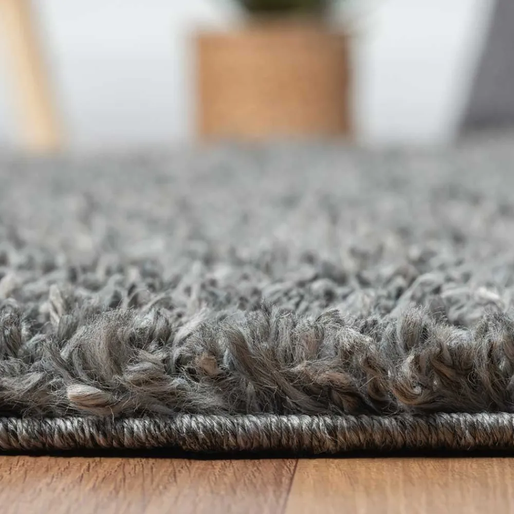 Wohnen Runder Teppich mit hohem Flor in Grau - Montpa