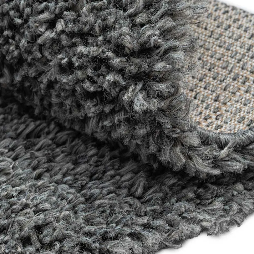 Wohnen Runder Teppich mit hohem Flor in Grau - Montpa