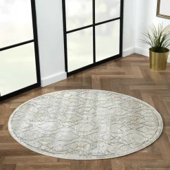 Wohnen Runder Teppich mit Kurzflor dezent gemustert - Leak