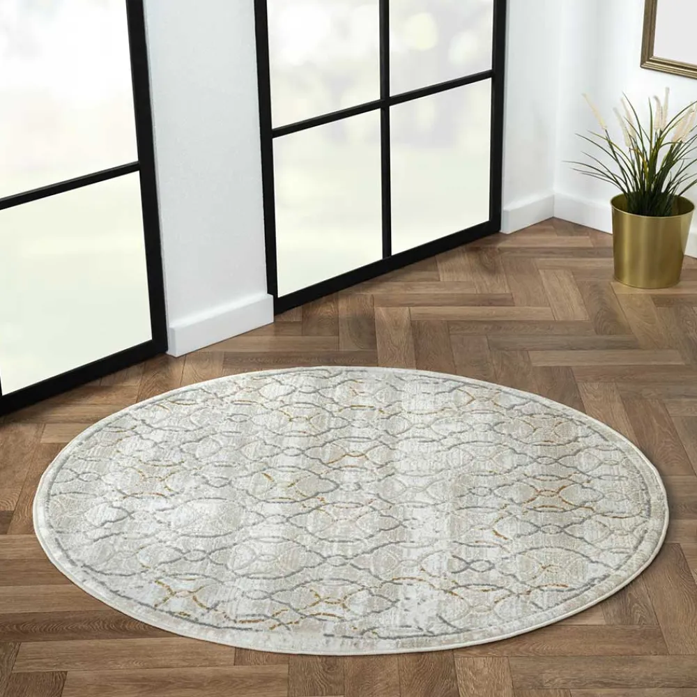 Wohnen Runder Teppich mit Kurzflor dezent gemustert - Leak