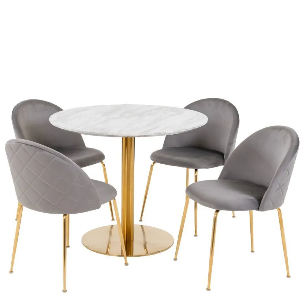 Wohnen Sitzgruppe|Küchen-Essgruppen*Runder Tisch & vier Stühle Set - Zimarena (fünfteilig)