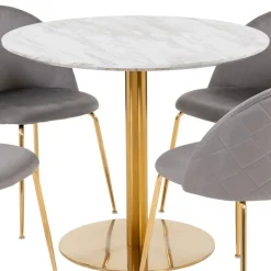 Wohnen Sitzgruppe|Küchen-Essgruppen*Runder Tisch & vier Stühle Set - Zimarena (fünfteilig)