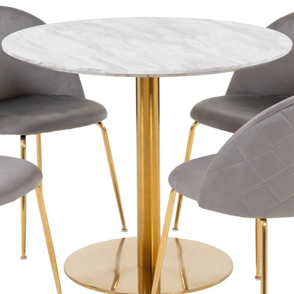 Wohnen Sitzgruppe|Küchen-Essgruppen*Runder Tisch & vier Stühle Set - Zimarena (fünfteilig)