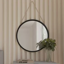 Wohnen Runder Wandspiegel in Schwarz Metallrahmen - Gambrass