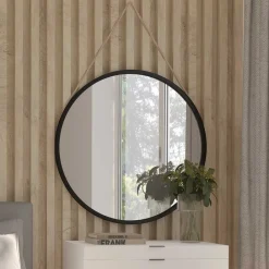 Wohnen Runder Wandspiegel in Schwarz Metallrahmen - Gambrass