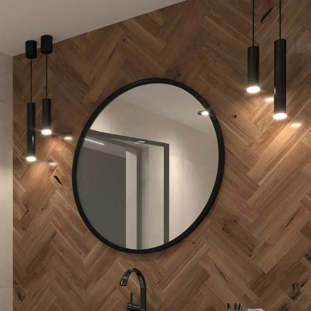 Wohnen Runder Wandspiegel in Schwarz - Sacalla