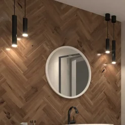 Wohnen Weiße Möbel|Glasmöbel*Runder Wandspiegel mit weißem Metallrahmen - Tanko