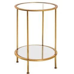 Wohnen Glasmöbel|Telefontische*Runder Wohnzimmer Tisch mit Glas & Spiegelglas - Alisa