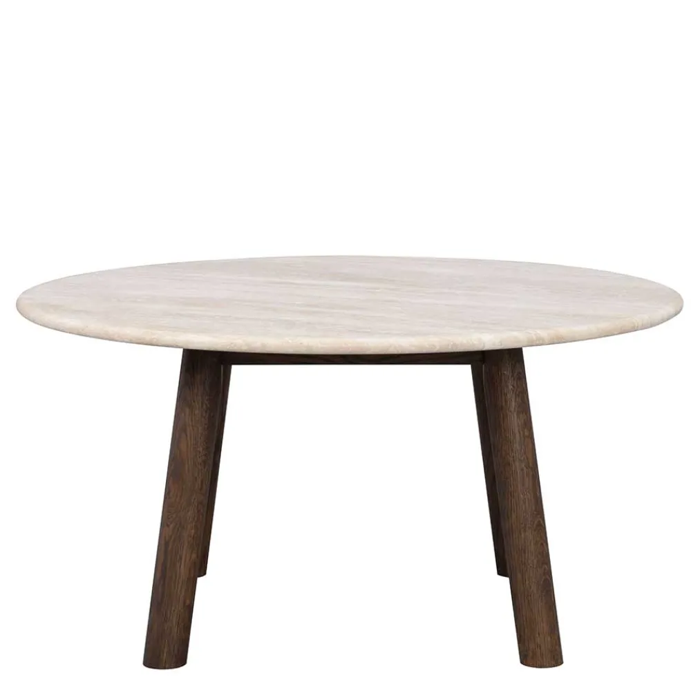 Wohnen Runder Wohnzimmertisch aus Travertin Stein Beige - Cheyenne