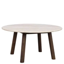 Wohnen Runder Wohnzimmertisch aus Travertin Stein Beige - Cheyenne