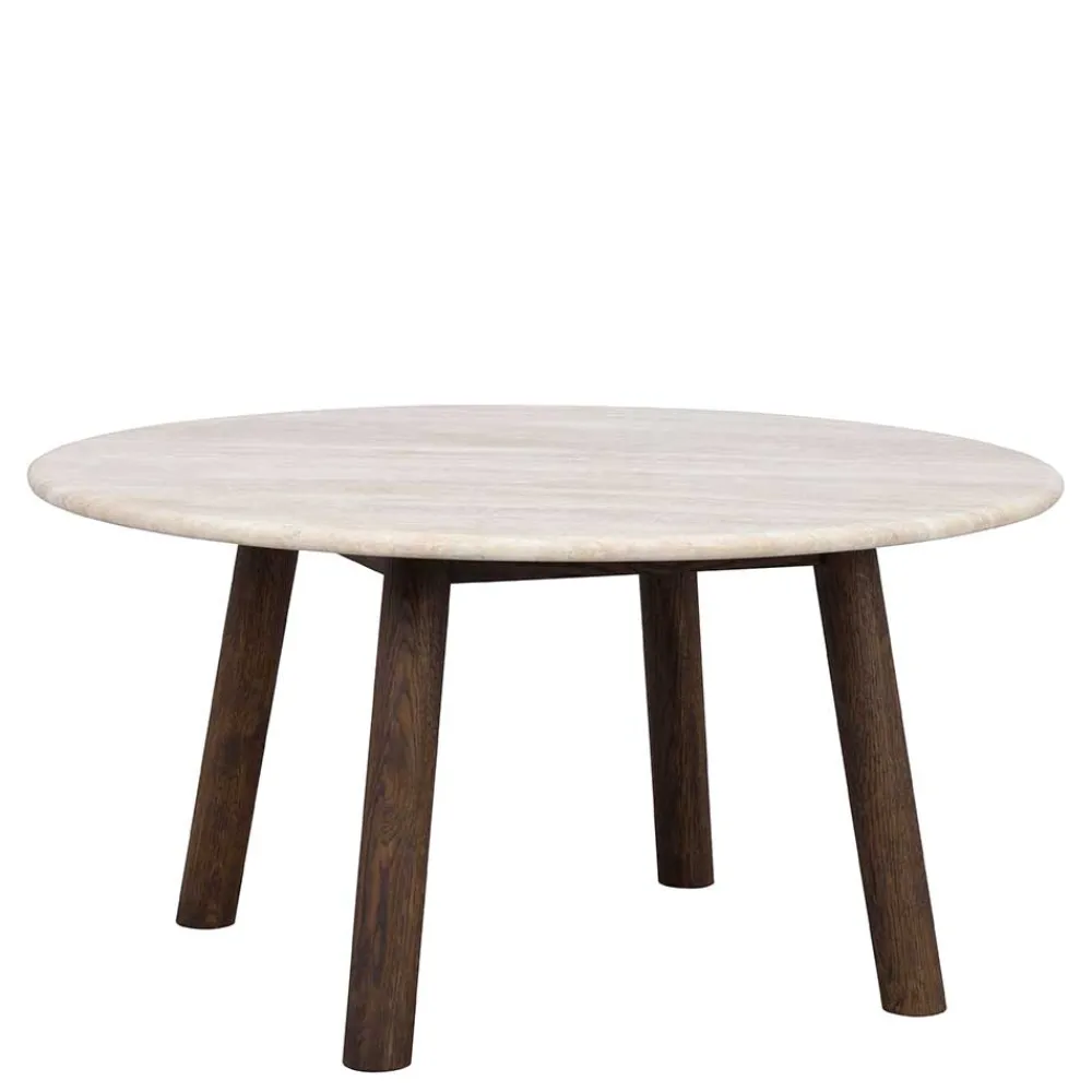Wohnen Runder Wohnzimmertisch aus Travertin Stein Beige - Cheyenne