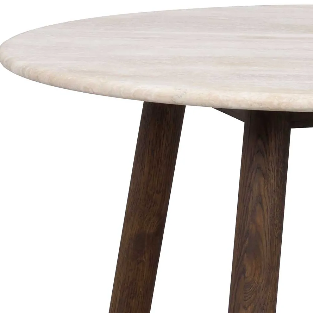 Wohnen Runder Wohnzimmertisch aus Travertin Stein Beige - Cheyenne