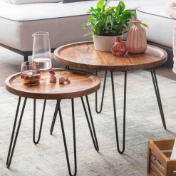 Wohnen Runder Wohnzimmertisch mit Haarnadel Beinen - Venjar