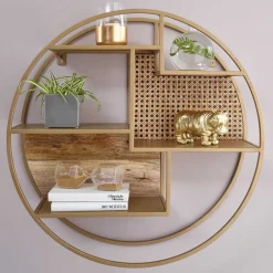 Wohnen Rundes Hängeregal in Messing aus Metall - Perunia