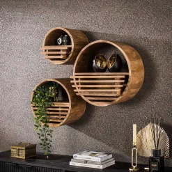 Wohnen Rundes Wandregal mit Schublade - Detroit