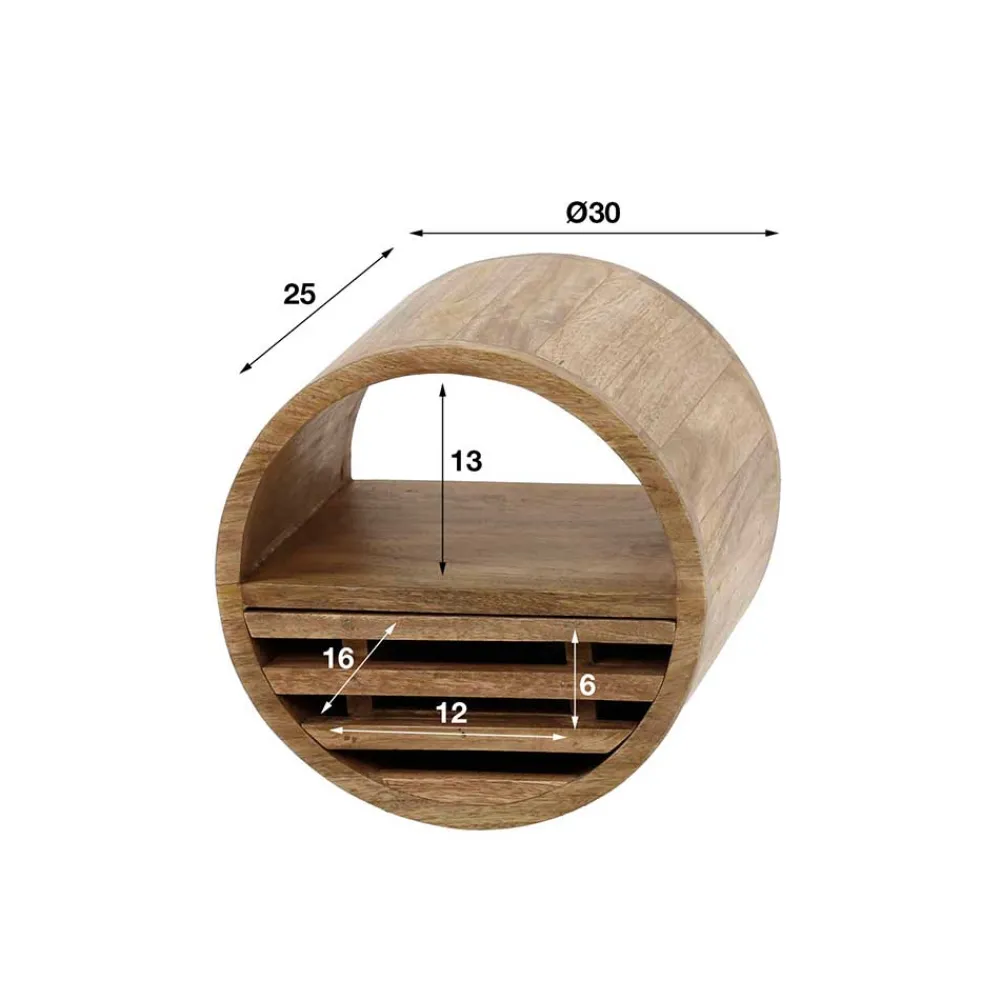 Wohnen Rundes Wandregal mit Schublade - Detroit