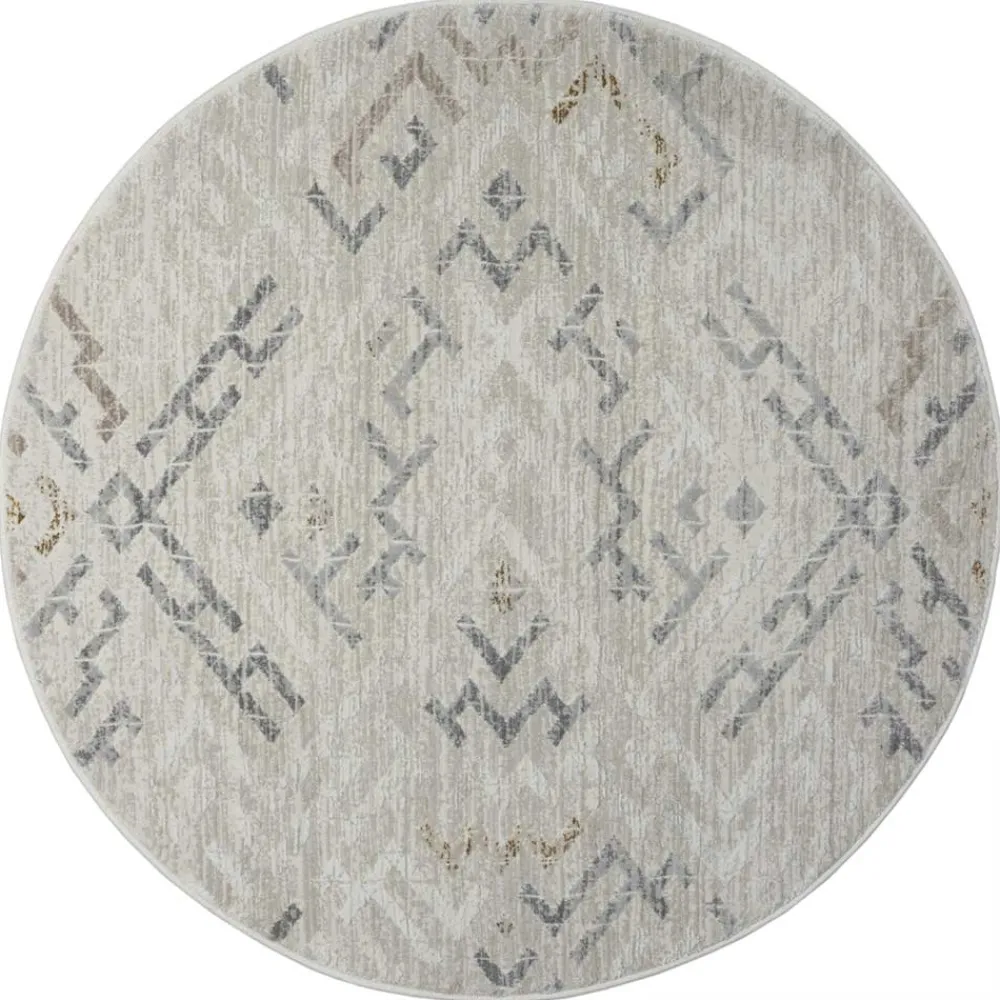 Wohnen Rundteppich in Hellgrau und Creme - Frantasic