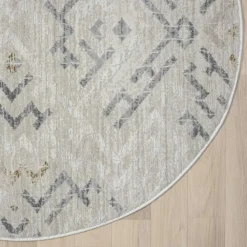 Wohnen Rundteppich in Hellgrau und Creme - Frantasic