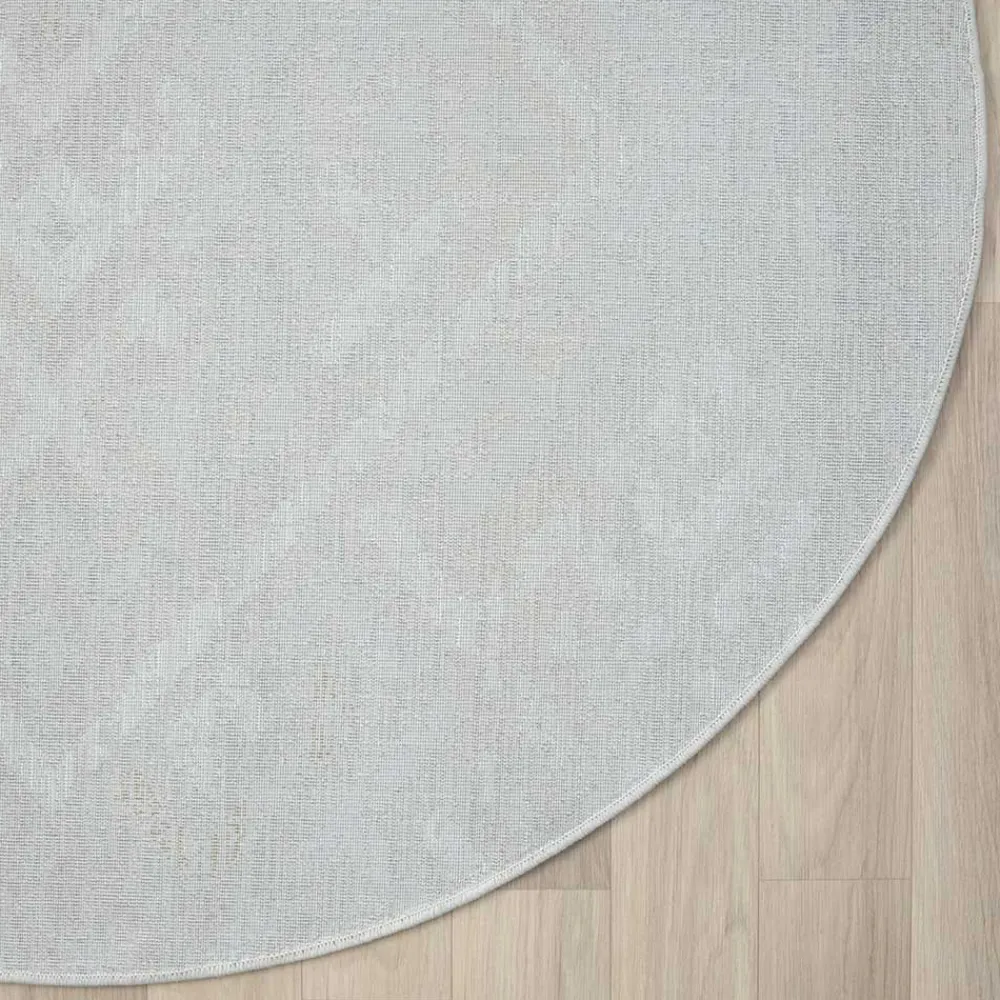 Wohnen Rundteppich in Hellgrau und Creme - Frantasic