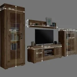 Wohnen Rustikale Schrankwand Troncon aus Wildeiche (vierteilig)