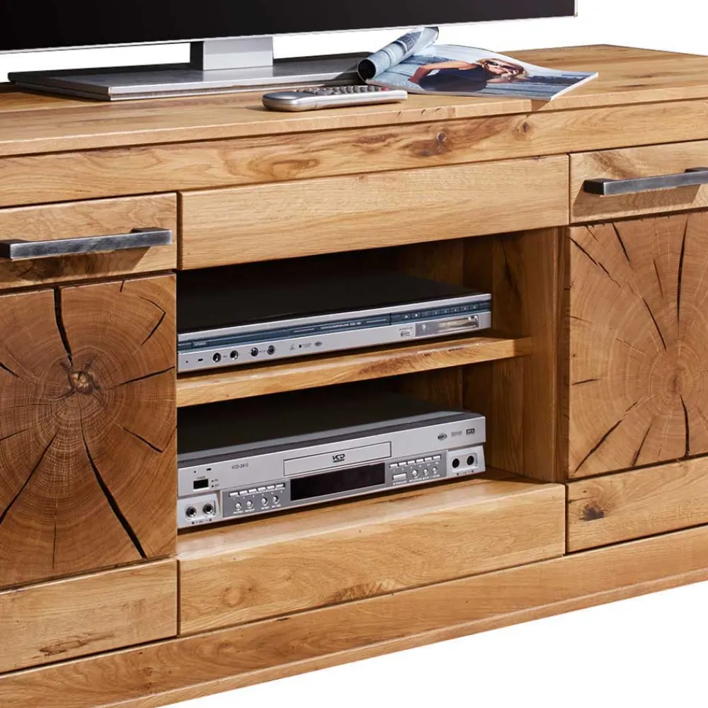 Wohnen Rustikale Schrankwand Troncon aus Wildeiche (vierteilig)