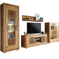 Wohnen Rustikale Schrankwand Troncon aus Wildeiche (vierteilig)