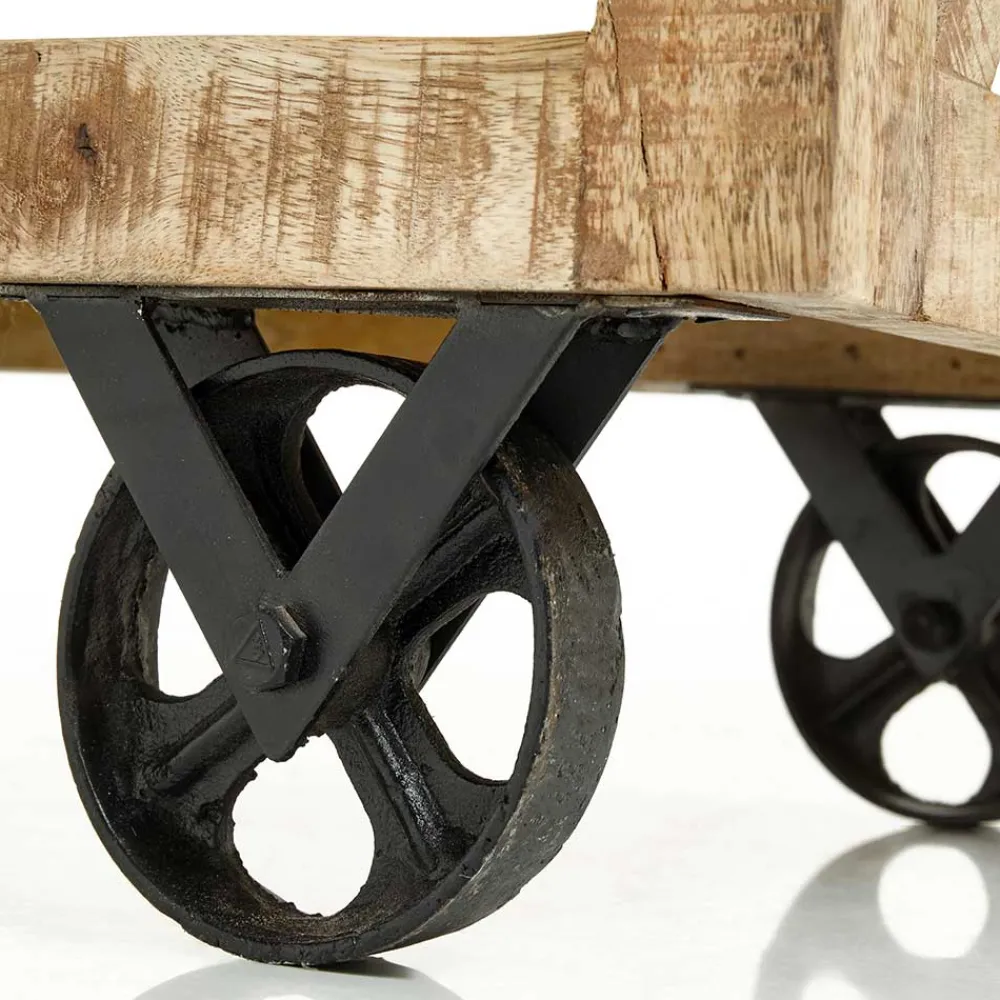 Wohnen Rustikaler Barwagen auf Metallrollen - Radulyn