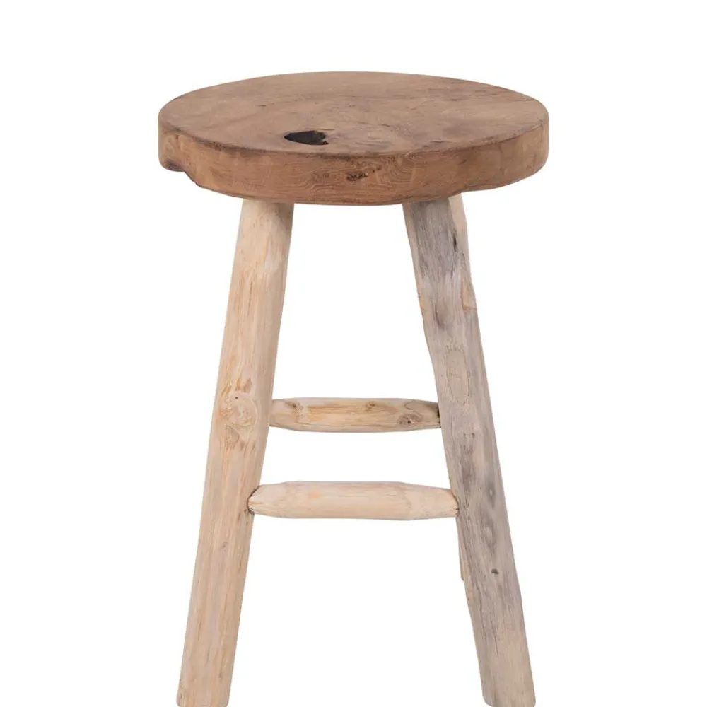 Wohnen Barhocker|Hocker*Rustikaler Holzhocker aus Teak Massivholz - Isabelona