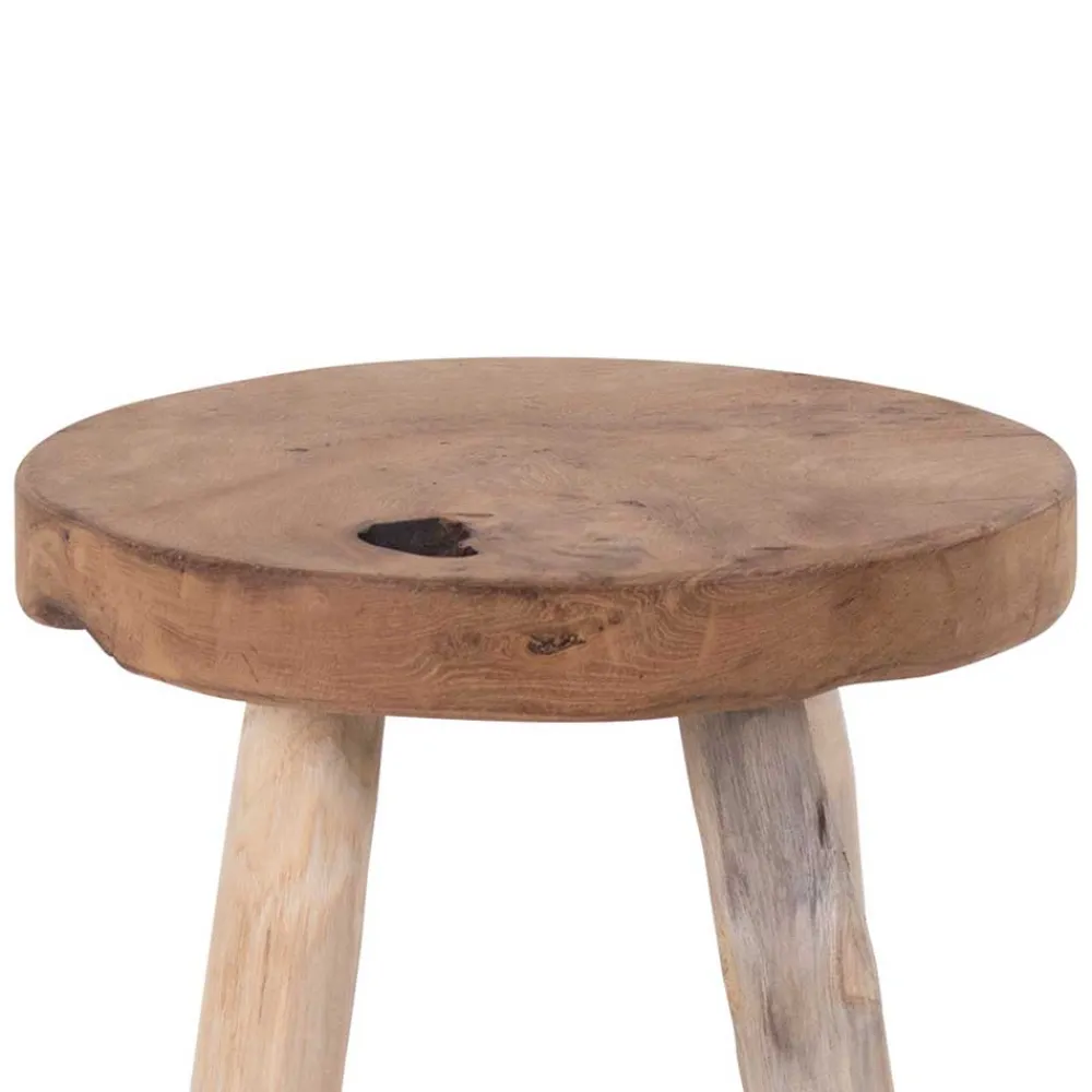 Wohnen Barhocker|Hocker*Rustikaler Holzhocker aus Teak Massivholz - Isabelona