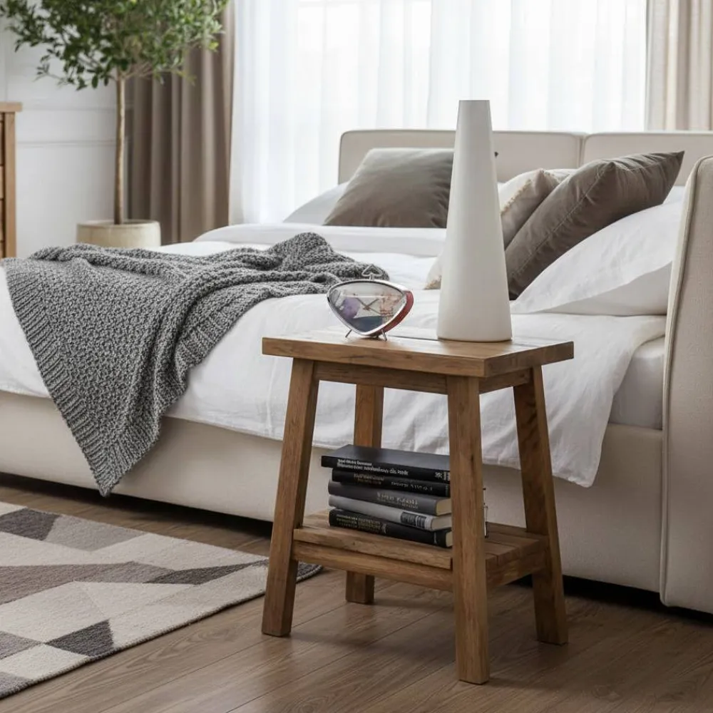 Wohnen Rustikaler Nachttisch Lacuisia aus Wildeiche geölt