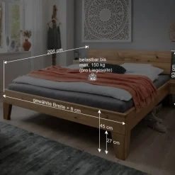 Wohnen Rustikales Bett Set mit Nachttischen - Yunves (dreiteilig)