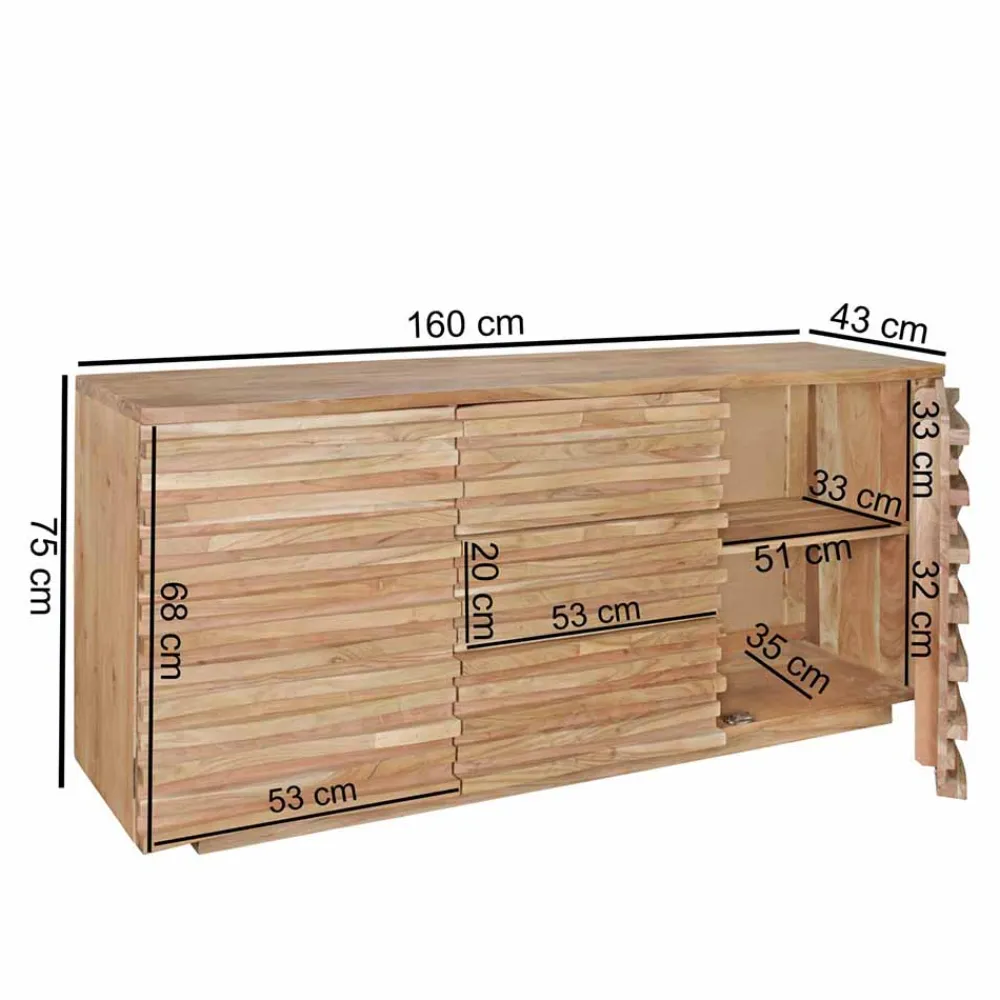 Wohnen Küchenschränke|Sideboards & Kommoden*Rustikales Design Sideboard Pisino aus Holz Akazie massiv