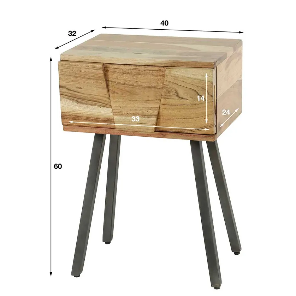 Wohnen Kommoden|Nachttische*Rustikal-moderner Nachttisch mit Schublade - Tomya