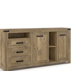 Wohnen Rustikal-modernes Sideboard in Eiche Dunkel - Ginetta