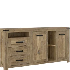 Wohnen Rustikal-modernes Sideboard in Eiche Dunkel - Ginetta