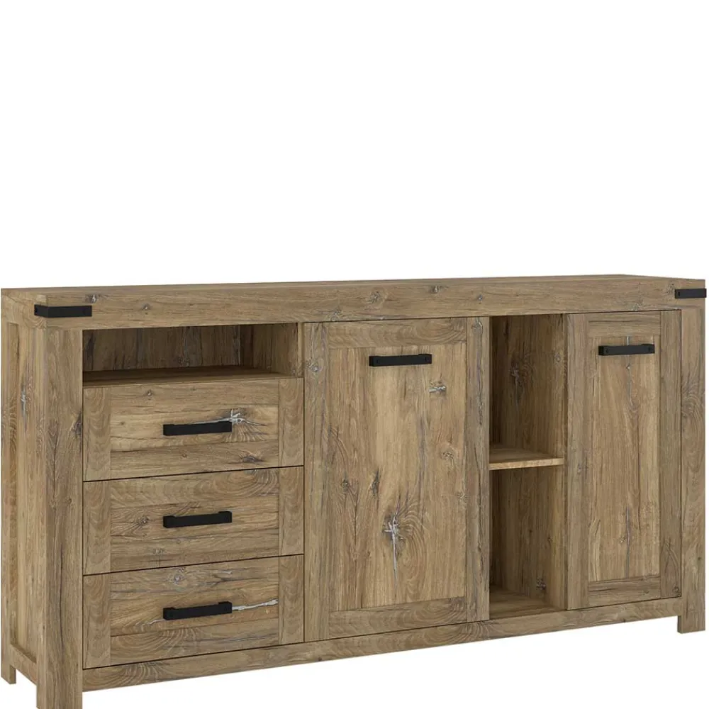 Wohnen Rustikal-modernes Sideboard in Eiche Dunkel - Ginetta