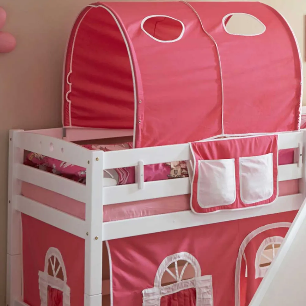 Wohnen Kinderbetten*Rutsche Buchenholz Hochbett in Weiß - Leontine