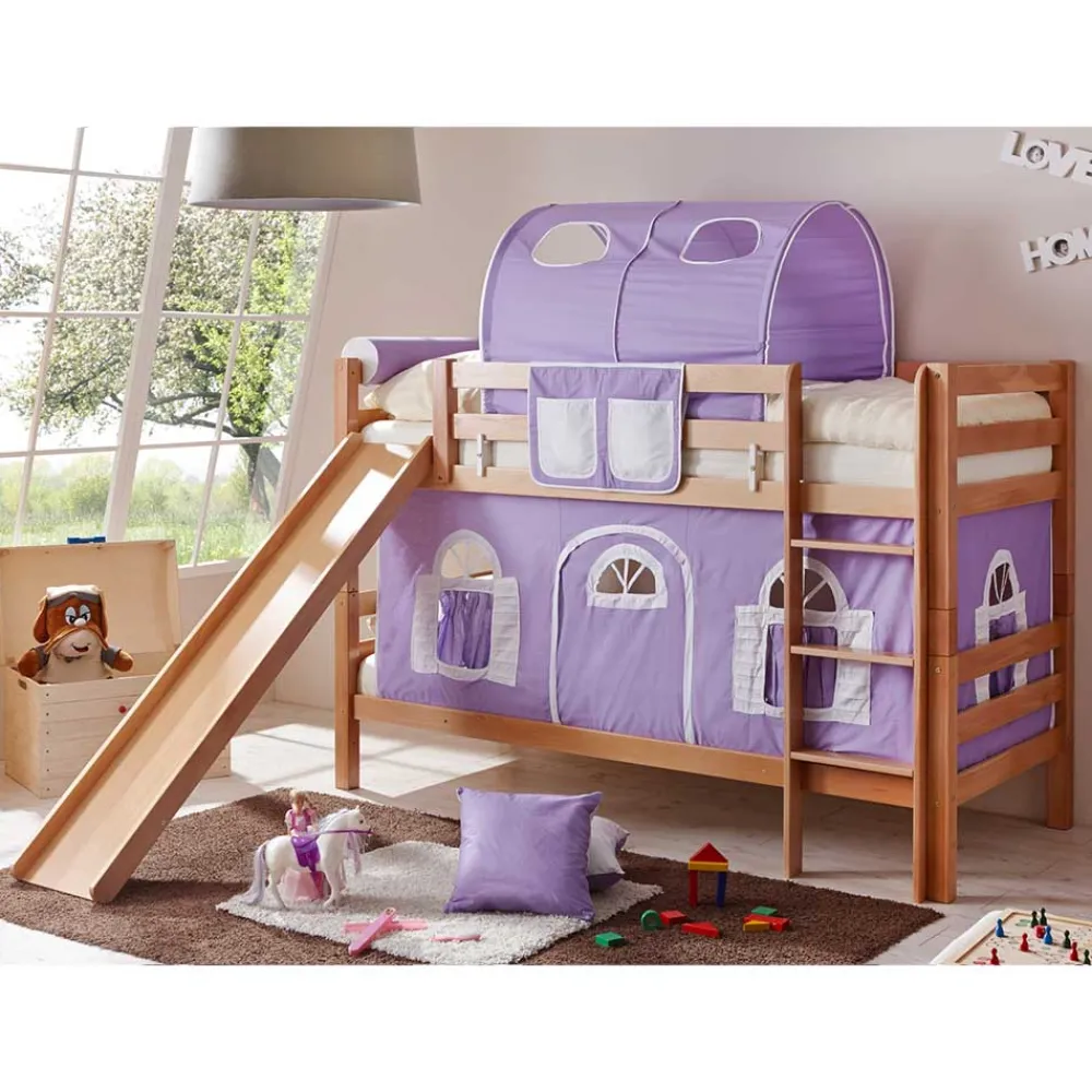 Wohnen Kindermöbel|Kinderbetten*Rutsche Doppelstockbett aus Buche Natur - Hamjon